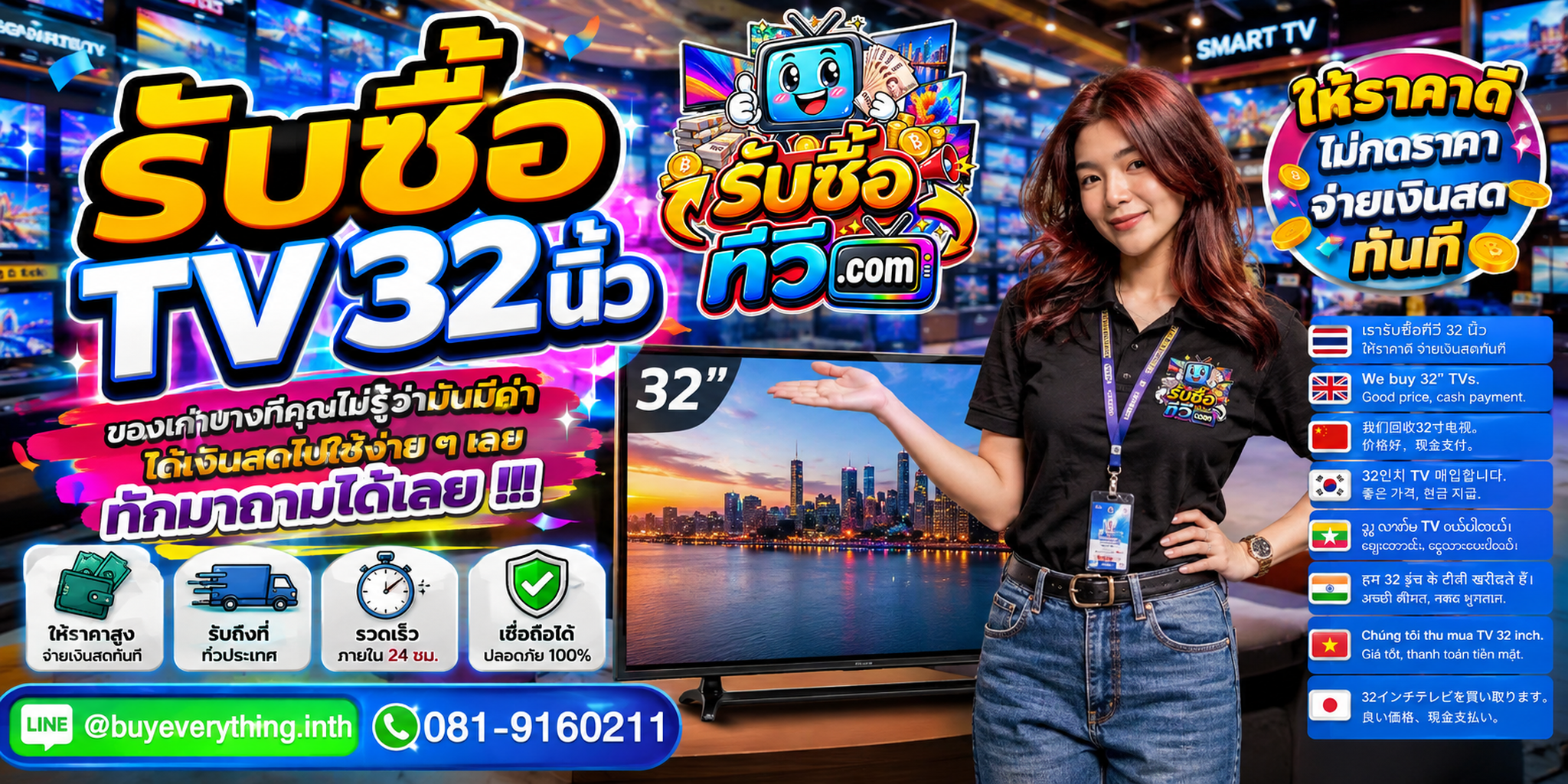 รับซื้อ TV 32 นิ้ว ของเก่าบางทีคุณไม่รู้ว่ามีค่า ส่งรูป Model และสภาพมาประเมินก่อน